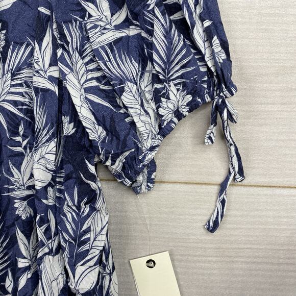 Angels Forever Young Top Womens 3X Blue Floral Boho Flowy Rayon Cruise Hawaiian - Picture 2 of 9